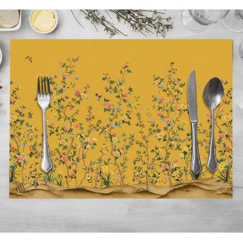 Set of 4 Floral Placemat|Summer Trend Table Mat|Floral Dining American Service|Decorative Underplate|Farmhouse Style Rectangle Coaster Set