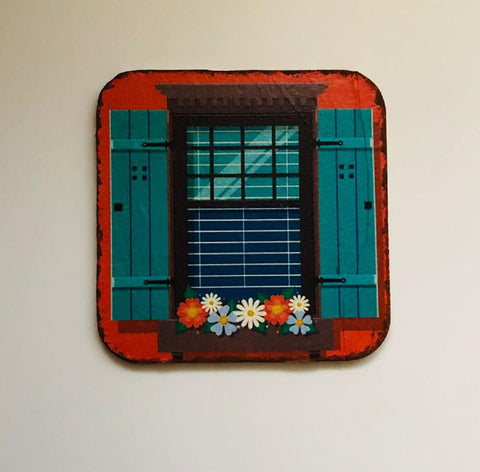 Vintage Window Box Coaster Set of 5|Handmade New Home Gift|Wood Drink Coaster|Autumn Spring Table Decor|Tea Coffee Table Mat|Christmas Gift