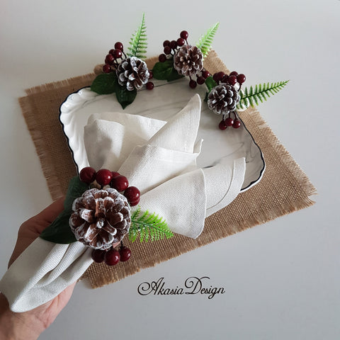 Christmas Napkin Holder with Pine Cone