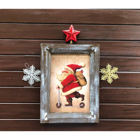 Santa Wall Art Decor|Christmas Wall Art|Santa on Scooter|Winter Wall Decor|Xmas Wall Hanging|Winter Trend Gift for Her|Wooden Xmas Gift Idea