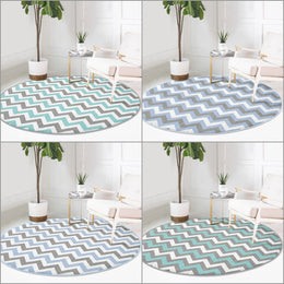 Zigzag Round Rug|Zigzag Home Decor|Non-Slip Round Carpet|Geometric Circle Carpet|Abstract Area Rug|Decorative Farmhouse Multi-Purpose Mat