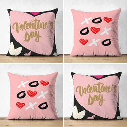Set of 4 Valentine's Day Pillow Covers|XO XO Print Pillowcase|Pink Heart Cushion Case|Romantic Pillowtop|Love Throw Pillow Case|Gift for Her