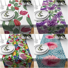 Floral Table Runner|Summer Trend Tablecloth|Fruit Home Decor|Housewarming Rectangle Runner|Farmhouse Style Decorative Floral Tabletop