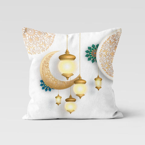 Islamic Cushion Case|Mystic Pillow Cover|Ramadan Lamp Pillow|Crescent Pillowcase|Ramadan Home Decor|Authentic Pillowtop|Gift for Muslims