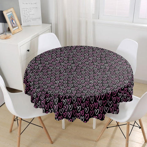 Love Tablecloth|February 14 Decor|Heart Print Round Table Linen|I Love You Tabletop|Circle Romantic Table Cover|Valentine&