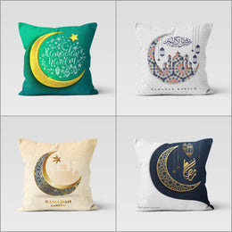 Ramadan Pillow Case|Eid Mubarak Cushion|Authentic Pillowtop|Gift for Muslims|Crescent Pillowcase|Islamic Cushion Case|Ramadan Kareem Decor