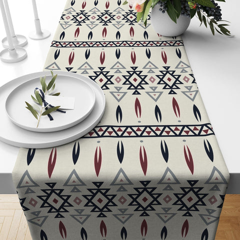 Rug Design Runner|Southwestern Table Top|Aztec Print Rustic Home Decor|Authentic Nordic Tabletop|Farmhouse Style Geometric Tablecloth