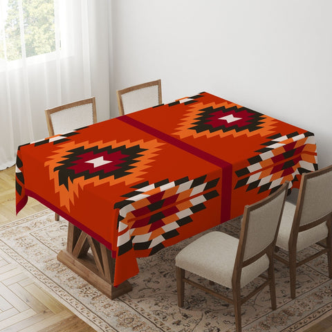 Rug Design Tabletop|Terracotta Southwestern Table Top|Aztec Print Home Decor|Authentic Rug Tablecloth|Farmhouse Style Geometric Table Decor