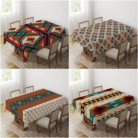 Rug Design Tabletop|Authentic Rug Tablecloth|Terracotta Southwestern Table Top|Aztec Print Home Decor|Farmhouse Style Geometric Table Decor