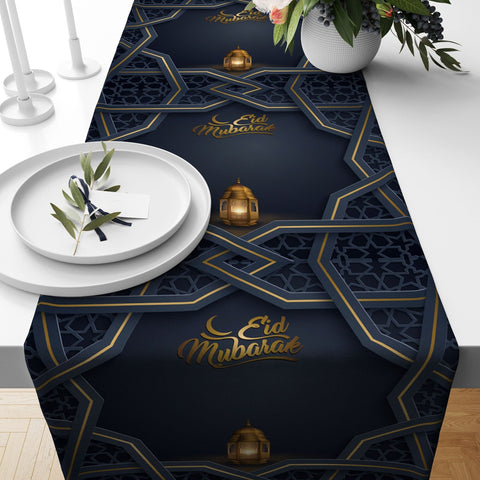 Eid Table Runner|Ramadan Tablecloth|Religious Motif Table Centerpiece|Eid Mubarak Decor|Mystic Home Decor|Gift for Muslim|Islamic Tablecloth