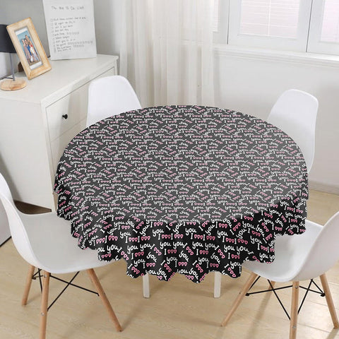 Love Tablecloth|February 14 Decor|Heart Print Round Table Linen|I Love You Tabletop|Circle Romantic Table Cover|Valentine&