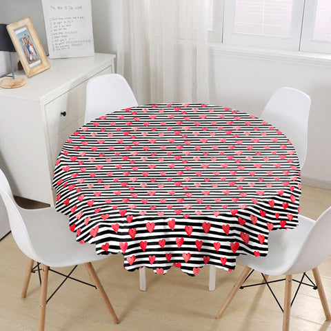 Valentine Tablecloth|Love Home Decor|Heart Print Round Table Linen|My Love Tabletop|Circle Romantic Table Cover|Valentine&
