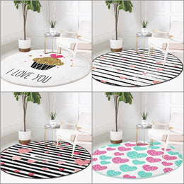 Valentine Circle Rug|Love Round Carpet|Valentine's Day Gift|Circle Non-Slip Rug|Love Themed Carpet|Romantic Home Decor|Heart Print Floor Mat