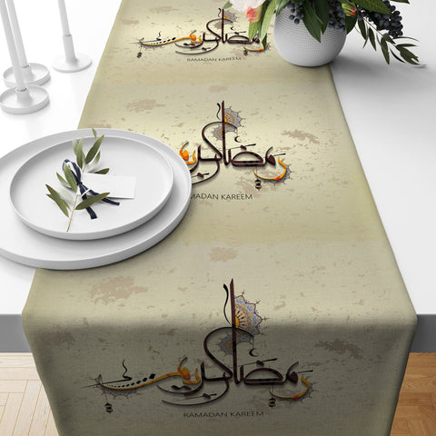 Ramadan Table Runner|Crescent Tablecloth|Mystic Motif Print Table Centerpiece|Ramadan Kareem Decor|Religious Tabletop|Gift for Muslims