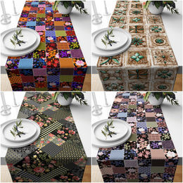 Floral Table Runner|Summer Tablecloth|Patchwork Style Tabletop|Housewarming Runner|Farmhouse Floral Tabletop|Stylish Decorative Tablecloth