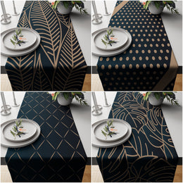 Abstract Table Runner|Geometric Tablecloth|Decorative Tabletop|Leaf Home Decor|Polkadot Kitchen Decor Gift|Housewarming Dotted Table Runner