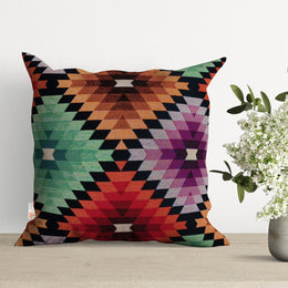 Rug Design Pillow Cover|Southwestern Cushion Case|Decorative Gobelin Tapestry Pillow|Housewarming Throw Pillowcase|Aztec Ethnic Home Decor