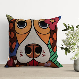 Cat and Dog Pillow Cover|Decorative Gobelin Tapestry Pillowcase|Authentic Woven Throw Pillow|Outdoor Cushion Case|Colorful Animal Home Decor