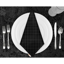 Abstract Geometric Napkin|Plaid Fabric Cloth Serviette|Black White Decor|Plaid Handkerchief|Farmhouse Table|Reusable Tableware|Boho Napkin