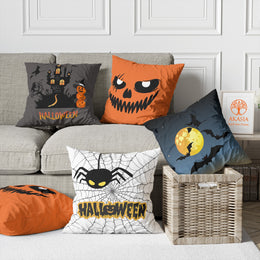 Scary Pillowcase|Halloween Pillow Cover|Carved Pumpkin Decor|Spider Pillow Case|Bat Print Fall Cushion Case|Outdoor Cushion Cover