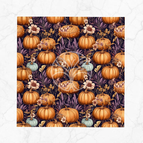 Pumpkin Print Napkin|Orange and Turquoise Pumpkin Napkin|Autumn Handkerchief|Farmhouse Autumn Tableware|Housewarming Fall Napkin