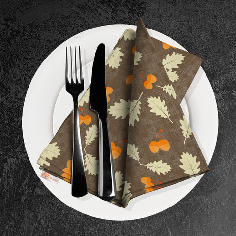Fall Fabric Napkin|Pumpkin Print Napkin|Dry Leaf Acorn Napkin|Plaid Handkerchief|Farmhouse Autumn Tableware|Thanksgiving Decor