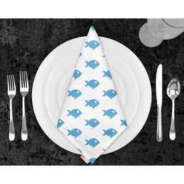 Nautical Fabric Napkin|Fish, Lighthouse and Anchor Print Napkin|Sea Wave Print Cloth Serviette|Beach House Table Decor|Coastal Tableware