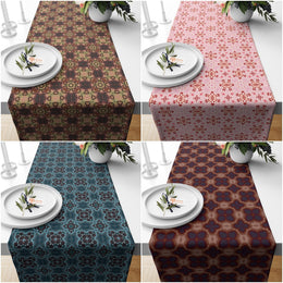 Abstract Geometric Table Runner|Ethnic Tablecloth|Decorative Tabletop|Stylish Home Decor|Farmhouse Kitchen Decor|Housewarming Table Runner