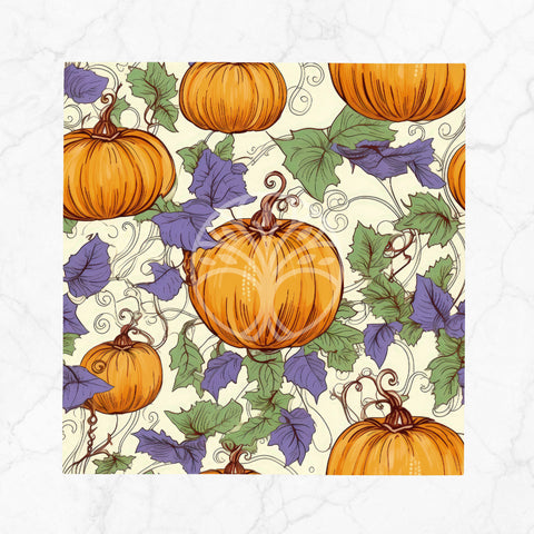 Fall Fabric Napkin|Pumpkin Print Napkin|Dry Leaves Napkin|Autumn Handkerchief|Farmhouse Autumn Tableware|Housewarming Fall Decor