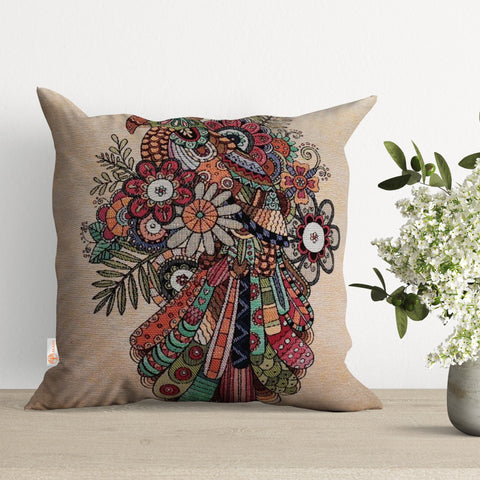 Deer and Elephant Print Handmade Belgian Gobelin Tapestry Cushion Cover
