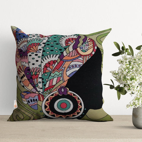 Modern Lady Woven Gobelin Tapestry Pillow Case