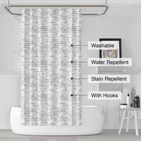 Brick Pattern Shower Curtain|Water and Stain Repellent Bathroom Curtain|Fabric Shower Drapes for Bathroom with Hooks|Waterproof Curtain