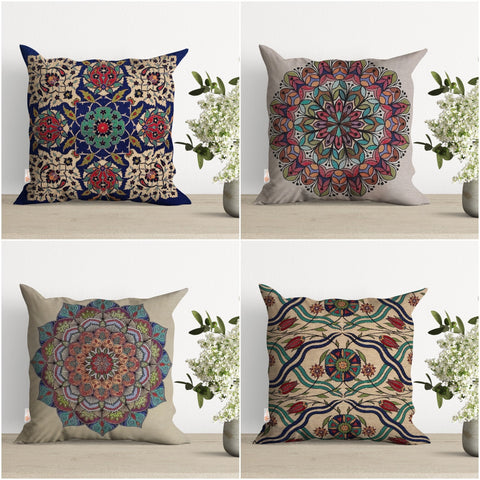 Tapestry Pillow Cover|Mandala Cushion Case|Tulip Gobelin Tapestry Pillowcase|Housewarming Throw Pillow Top|Woven Geometric Home Decor