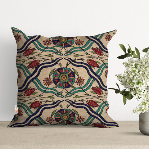 Tapestry Pillow Cover|Mandala Cushion Case|Tulip Gobelin Tapestry Pillowcase|Housewarming Throw Pillow Top|Woven Geometric Home Decor