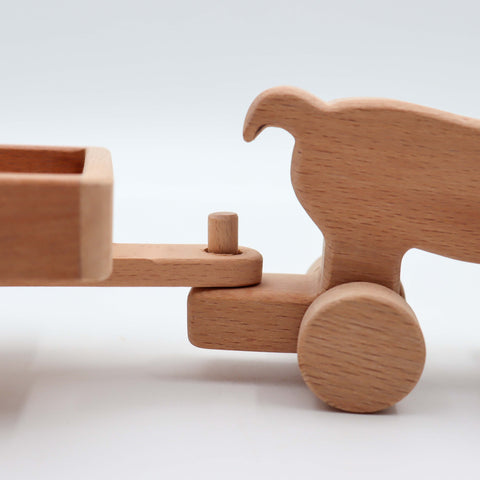 Wooden Horse Carriage Toy|Customized Wooden Toy Horse With Trailer|Horse Nursery Decor|Wood Push Toy|Farm Animal Toy|Birthday Gift for Kids