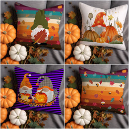 Gnome Throw Pillowtop|Cozy Autumn Pillow Cover|Boho Fall Cushion Cover|Pumpkin Pillowcase|Dry Autumn Leaves Pillow Sham|Happy Halloween