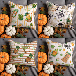 St Patrick's Day Throw Pillowtop|Leprechaun Pillow Sham|Shamrock Pillow Cover|Outdoor Pillowcase|Striped Cushion Cover|Boho Pillow Case