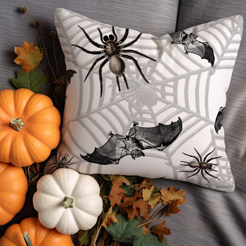 Skull Pillow Cover|Spider Outdoor Pillow Case|Happy Halloween Throw Pillowtop|Ghost Pillowcase|Creepy Cushion Case|Bat Cushion Cover