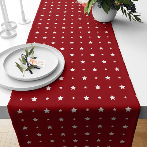 Red White Xmas Table Decor|Xmas Ornament Table Runner|Snowflake Table Sheet|Star Table Cover|Winter Kitchen Decor|Xmas Deer Tablecloth