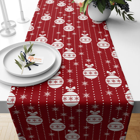 Red White Xmas Table Decor|Xmas Ornament Table Runner|Snowflake Table Sheet|Star Table Cover|Winter Kitchen Decor|Xmas Deer Tablecloth