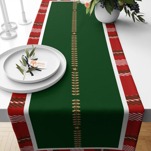 Happy New Year Table Cover|Red Green Table Runner|Merry Xmas Table Sheet|Chic Table Decor|Winter Kitchen Decor|Snowflake Tablecloth
