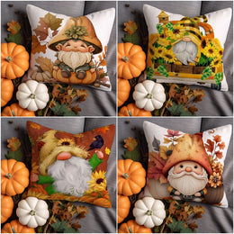 Gnome Pillowcase|Dry Leaves Pillow Sham|Sunflower Pillow Case|Cozy Autumn Cushion Cover|Crow Throw Pillowtop|Boho Fall Pillow Cover