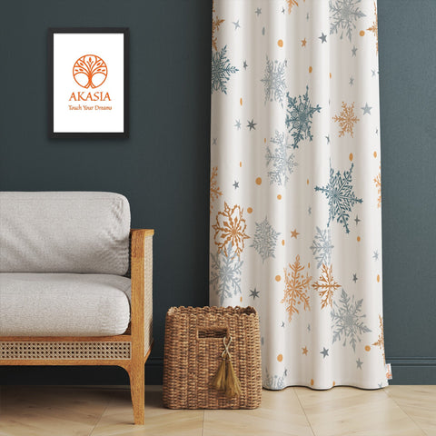 Snowflake Curtain|Winter Trend Curtain|Geometric Curtain|Xmas Home Decor|Seasonal Living Room Curtain|Thermal Insulated Window Treatment
