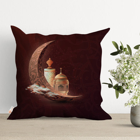 Crescent Moon Pillow Cover|Religious Motif Cushion Case|Eid Home Decor|Islamic Elegance Pillowcase|Ramadan Blessings Cushion Cover