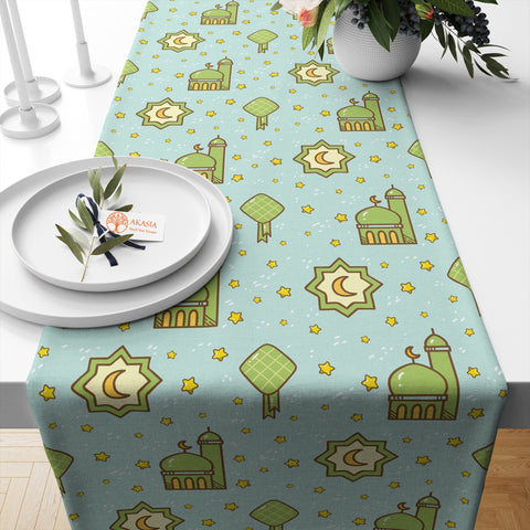 Islamic Table Cover|Mosque Print Table Runner|Ramadan Kareem Table Cloth|Religious Tablecloth|Ramadan Lantern Table Dressing|Gift for Muslim