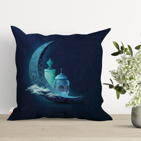 Crescent Moon Pillow Cover|Religious Motif Cushion Case|Eid Home Decor|Islamic Elegance Pillowcase|Ramadan Blessings Cushion Cover