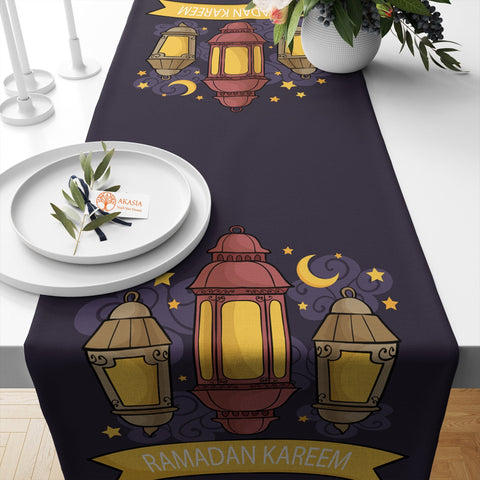 Ramadan Kareem Print Table Centerpiece|Islamic Table Runner|Eid Mubarak Table Decor|Religious Table Dressing|Mystic Authentic Tablecloth