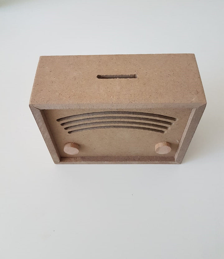 Unfinished Wooden Money Box|Wooden Decor|Ready to Paint, Varnish, Decoupage|Custom Unfinished Wood DIY Supply|Radio Shaped|Housewarming Gift