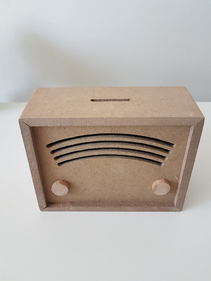 Unfinished Wooden Money Box|Wooden Decor|Ready to Paint, Varnish, Decoupage|Custom Unfinished Wood DIY Supply|Radio Shaped|Housewarming Gift