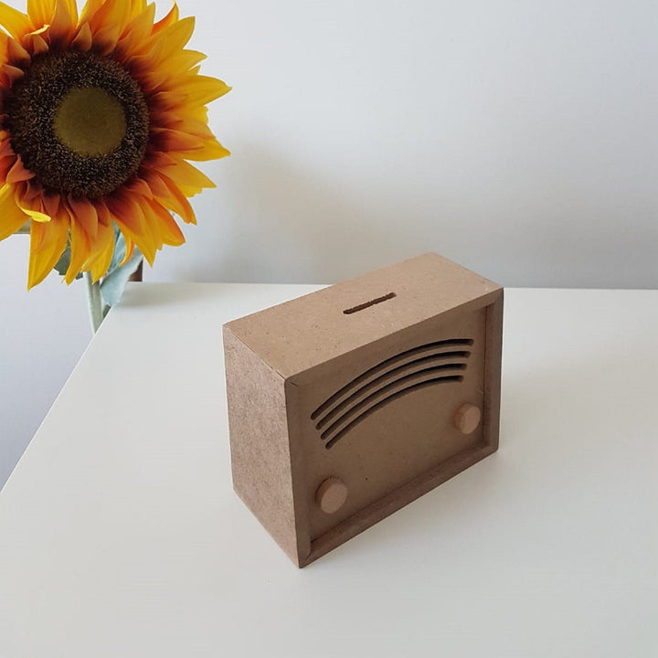 Unfinished Wooden Money Box|Wooden Decor|Ready to Paint, Varnish, Decoupage|Custom Unfinished Wood DIY Supply|Radio Shaped|Housewarming Gift